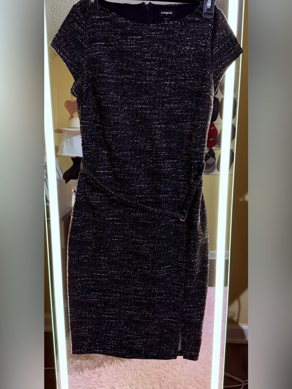 Express Black  Tweed Midi Dress